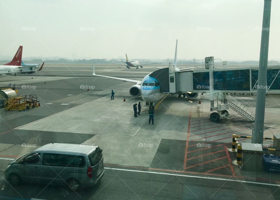 Airplane Before Departure. Kimpo, South Korea