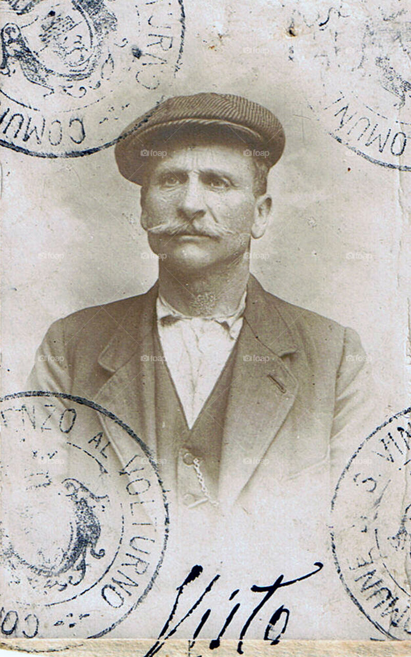 Old 1940s photo with stamps