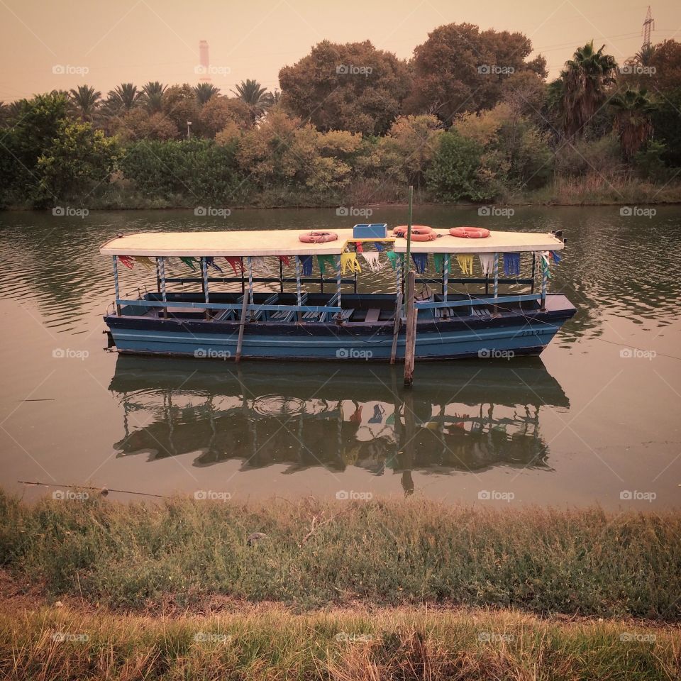 Boat. In a hazy summer day
