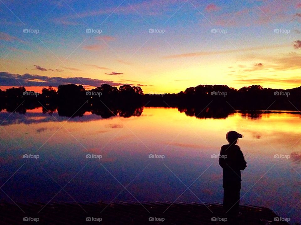 Fishing at sunset 