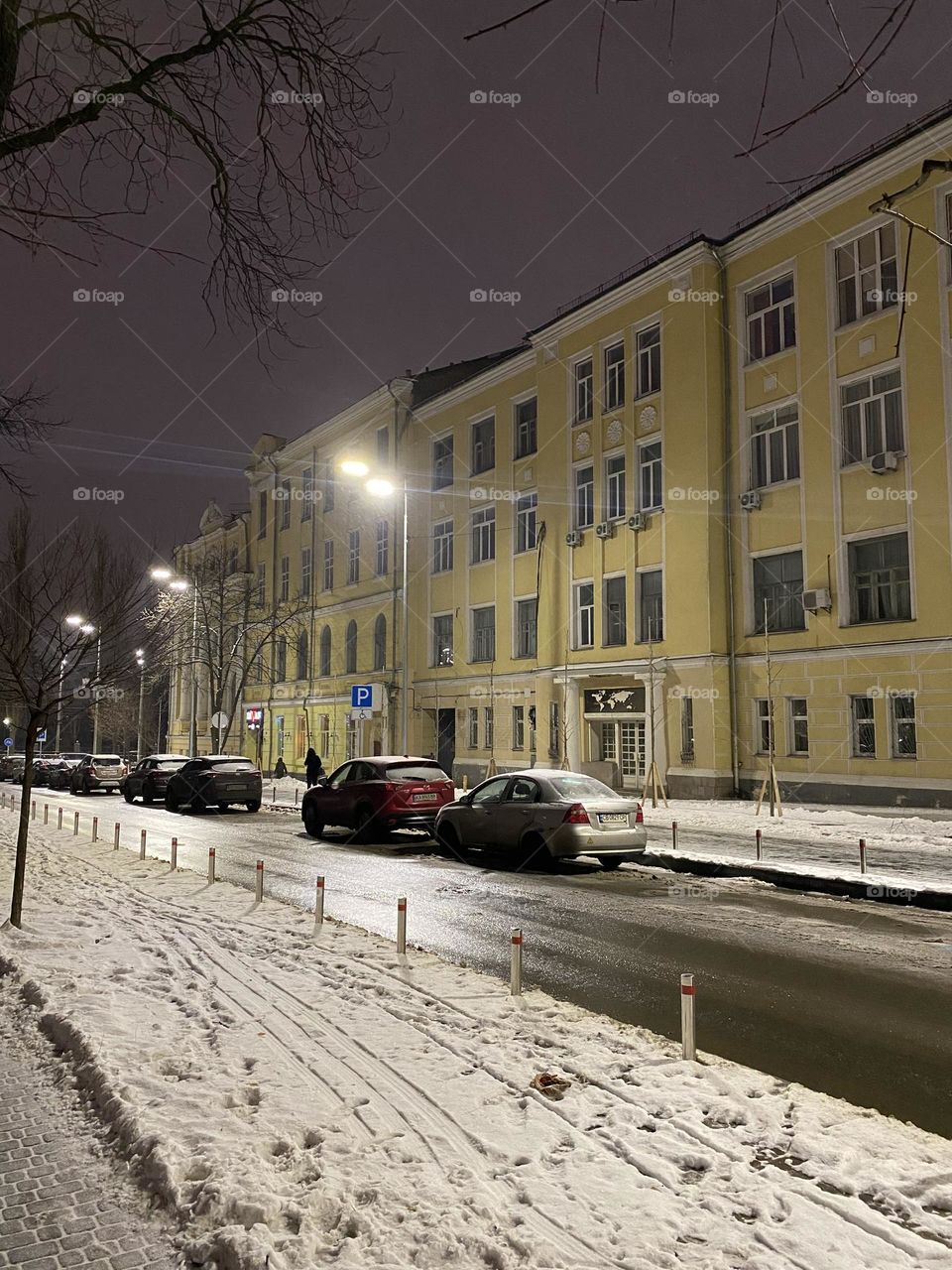 Street of Kiew Ukraine in winter 