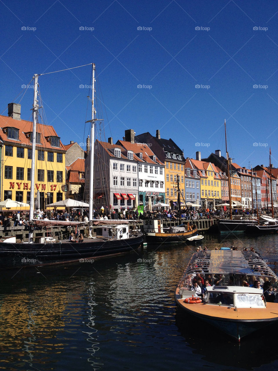 Sunny day at Nyhavn, Copenhagen.