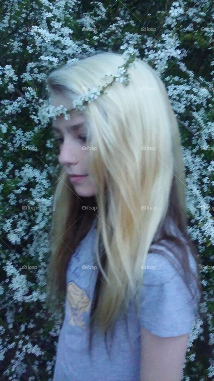 Girl with flowers in hair