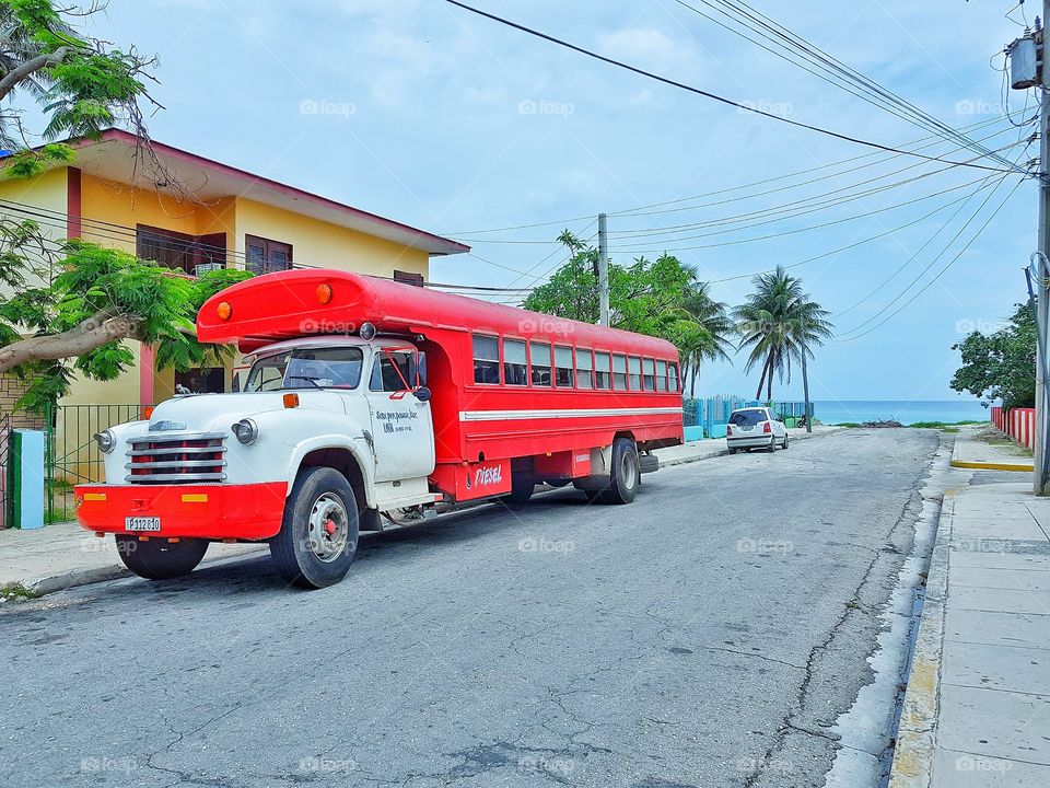 Cuban Bus at the beach