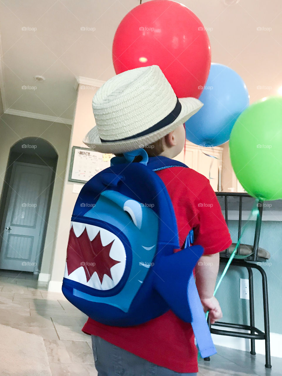 Balloons and backpack 