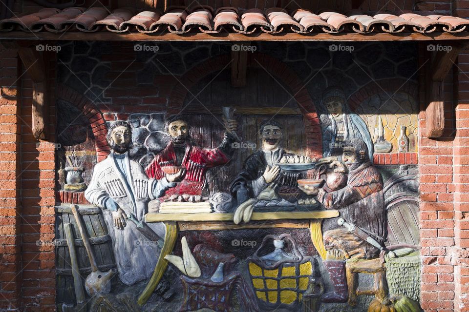 Decorative element on the wall of Georgian restaurant