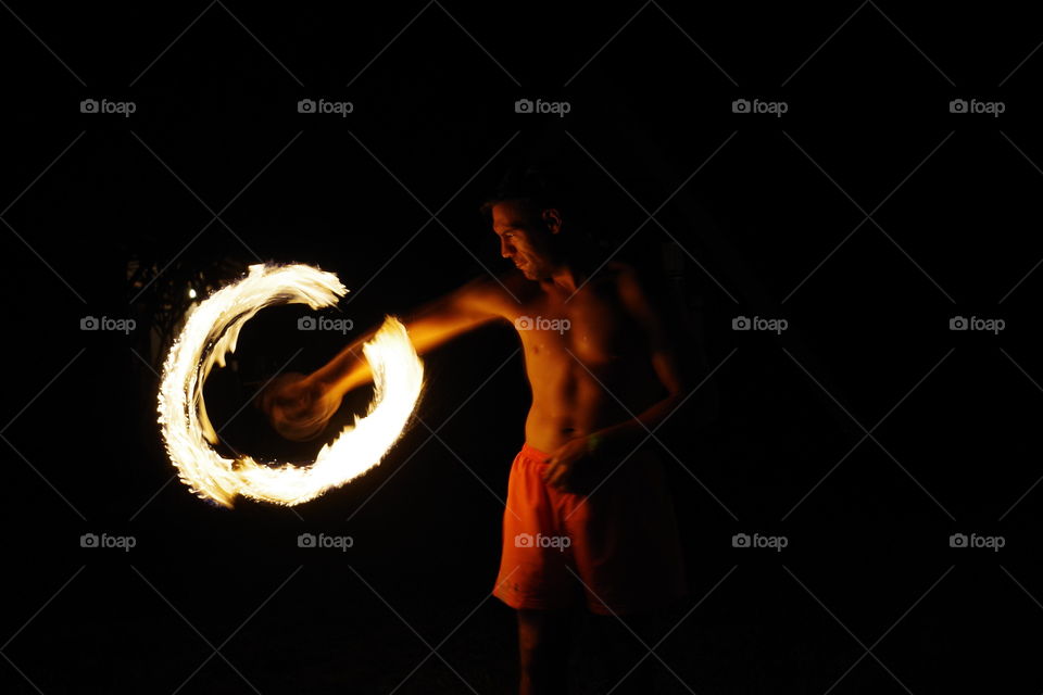 Fire spinning in Pai, Thailand