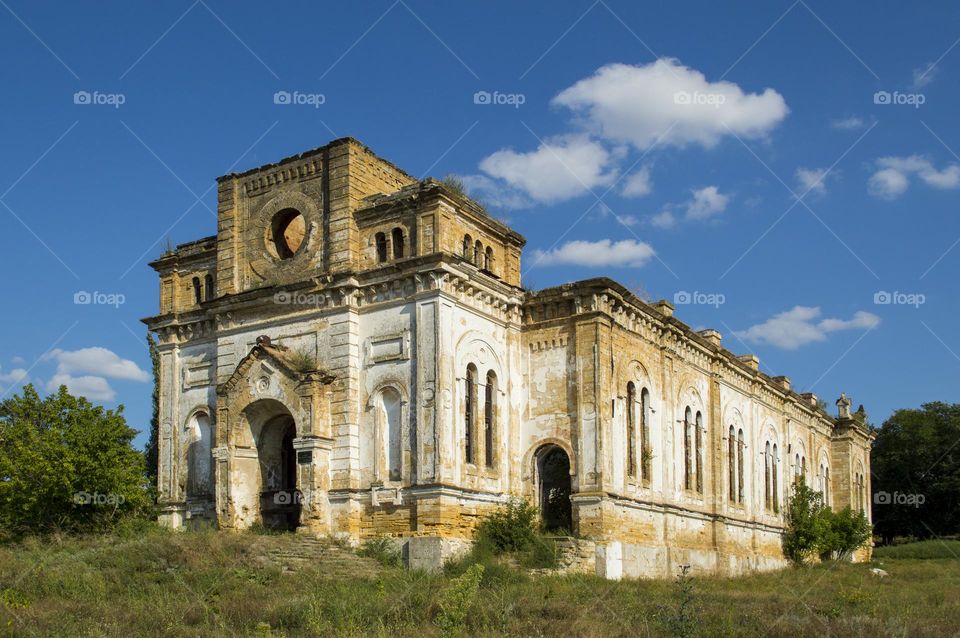 Ruins of the Catholic Cathedral of the Holy Trinity. Odessa region, Ukraine.