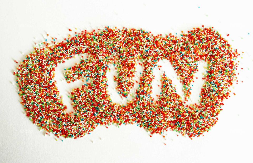 fun. written into hundreds and thousands.  into sugar pearls