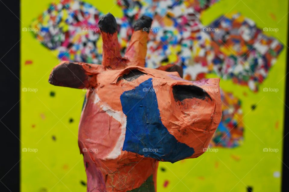 a very colorful giraffe