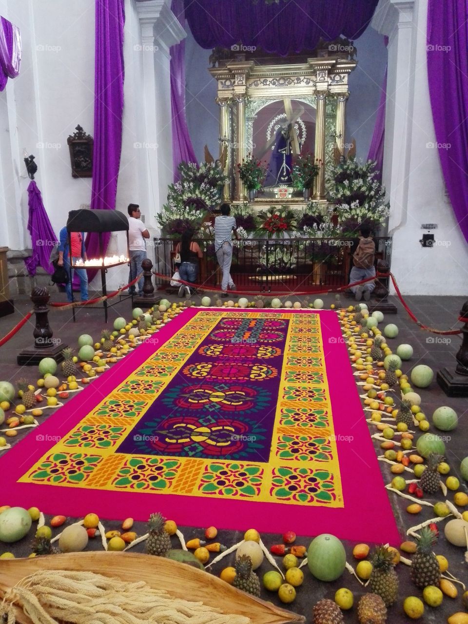 Antigua's carpet. Inside a church in Antigua Guatemala
