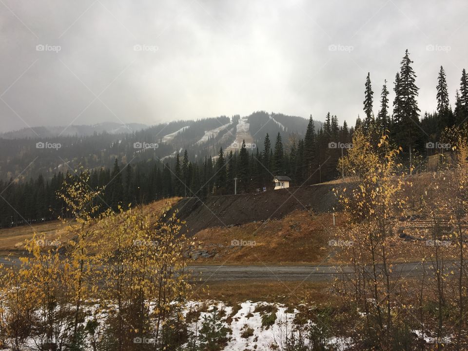 Cloudy day at sunpeaks resort 
