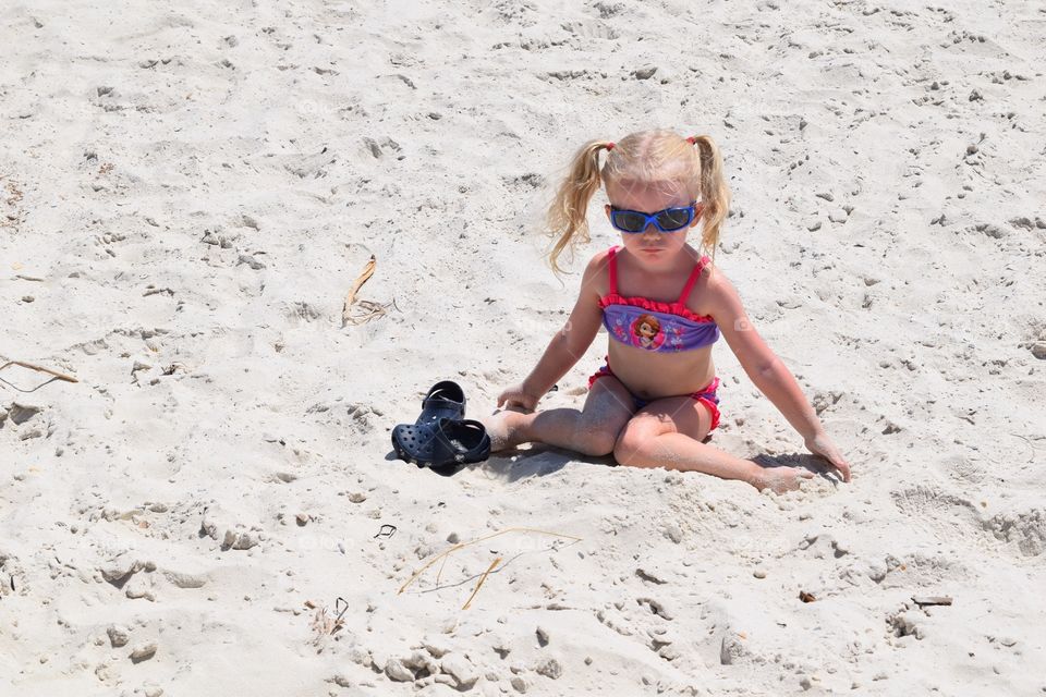 Toddler girl at the beach