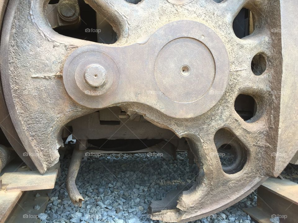 Locomotive wheel

This wheel is on a locomotive that was halted by bomb blasts during the Korean War. It is located in the DMZ, 