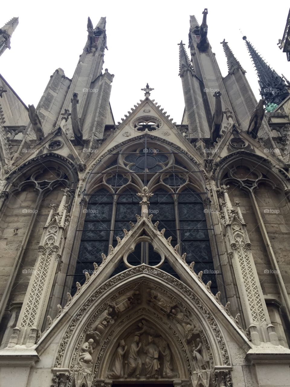 Notre Dame, Paris. Detail on the facade of Notre Dame in Paris.