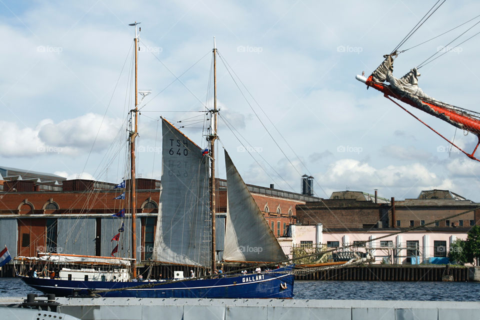 Old yacht in the city 