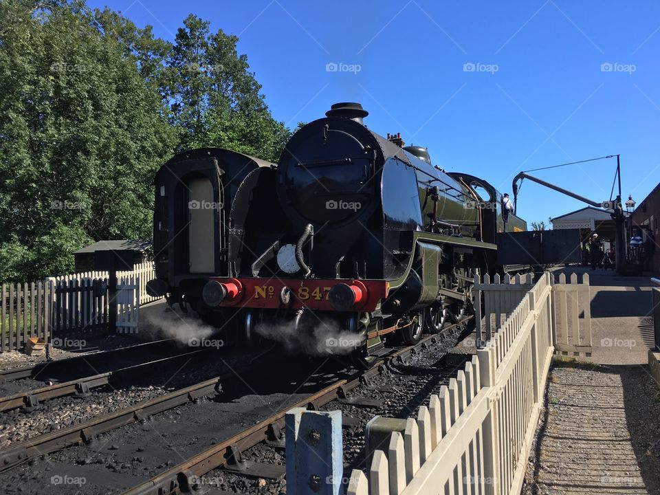 Southern railway class S15 watering up at Sheffield park station bluebell railway 