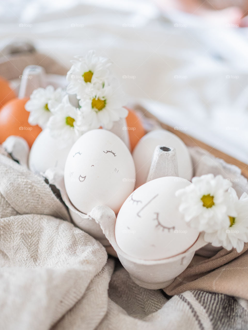 Easter eggs decorated with flowers