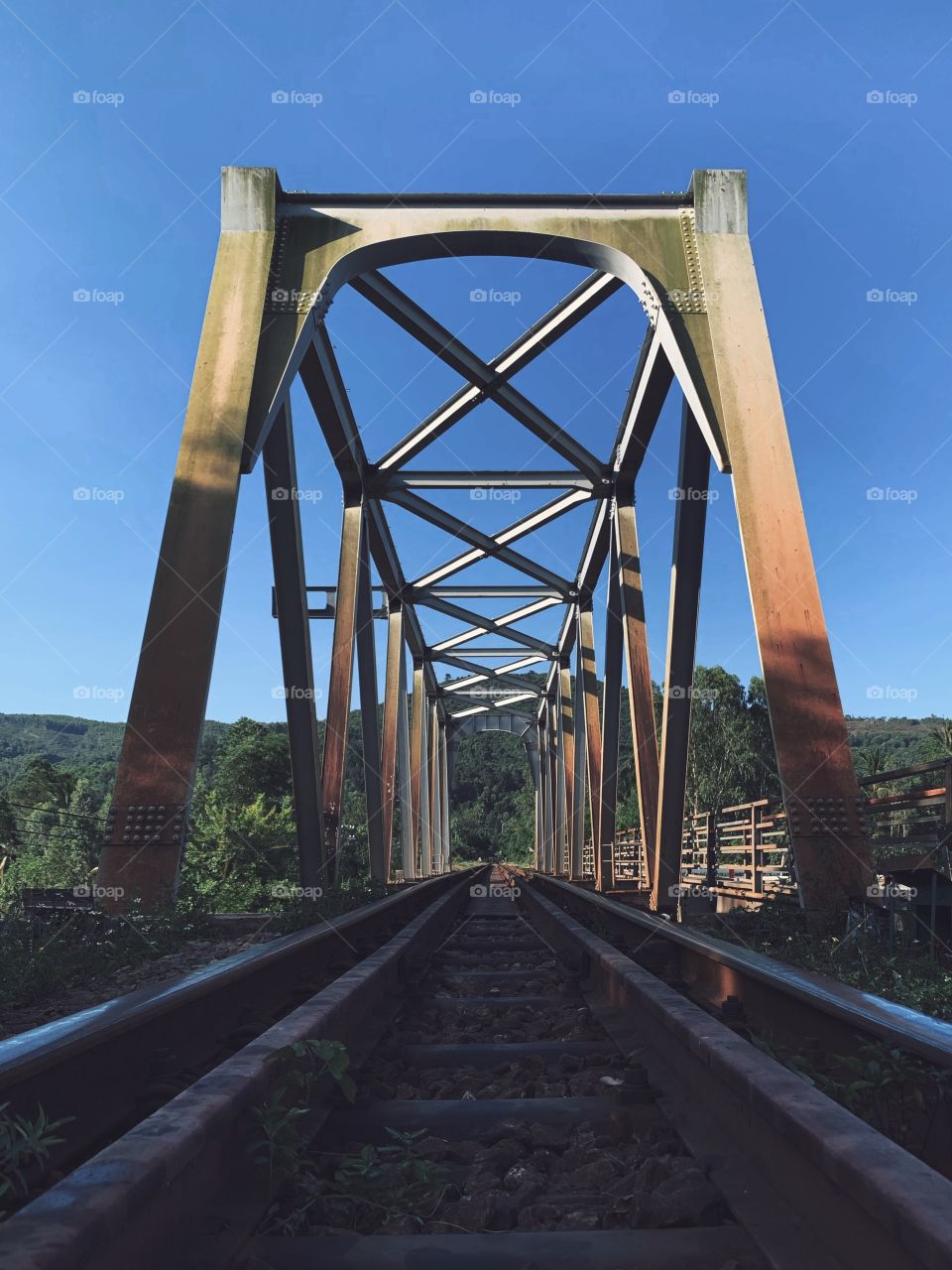an iron bridge for trains
