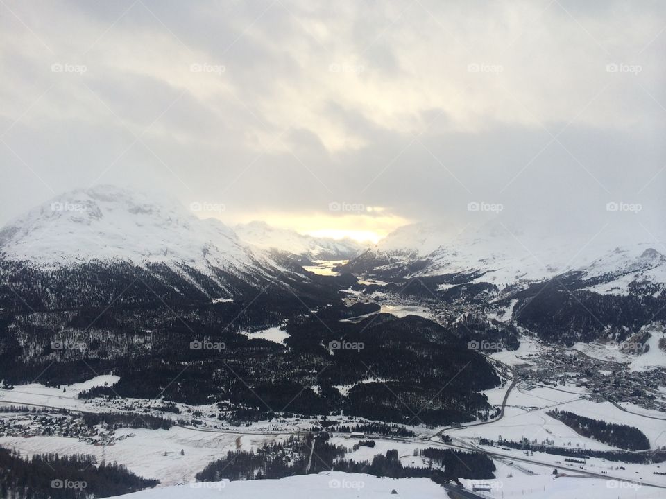 St. Moritz. Sunset in St. Moritz