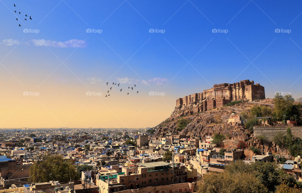 Evening at the Mehrangarh Fort in Jodhpur, Rajasthan, India