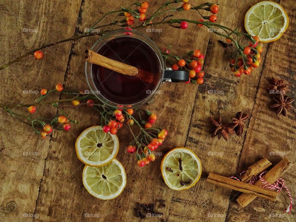 Hot drink with winter spices