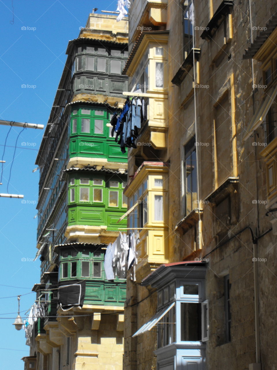 Drying laundry on the streets of Valletta, Malta