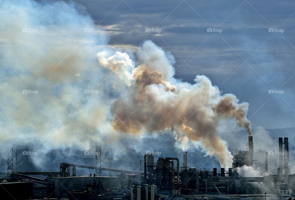 Smoke emitting from smoke stack