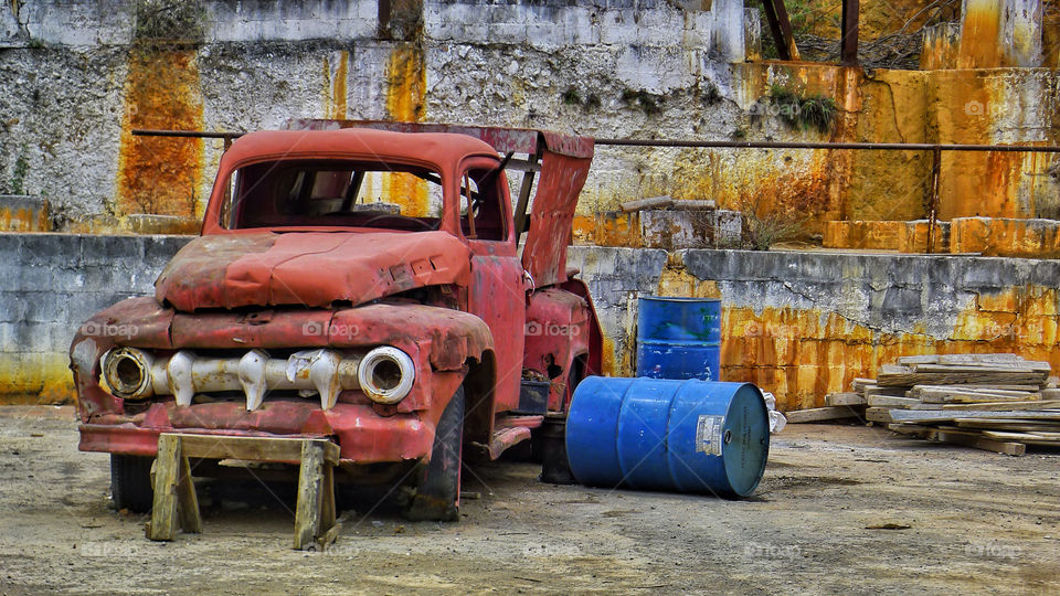 Old rusty f-10 ford pickup truck, abandoned