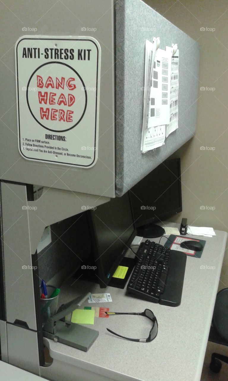 Stressful Work Center. Desk with a built in De stress function.