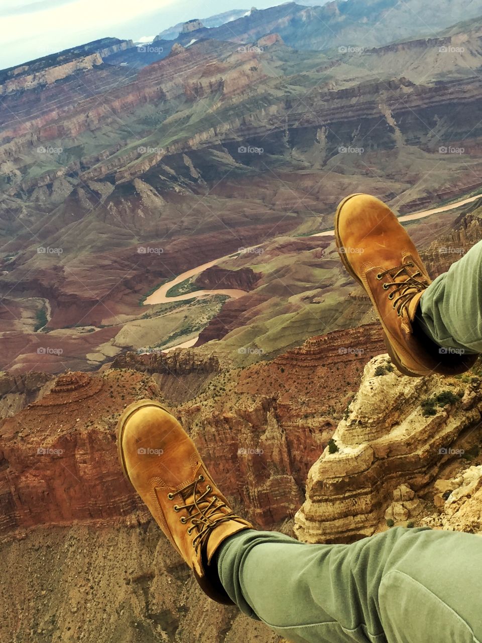 Feet into  gran canyon