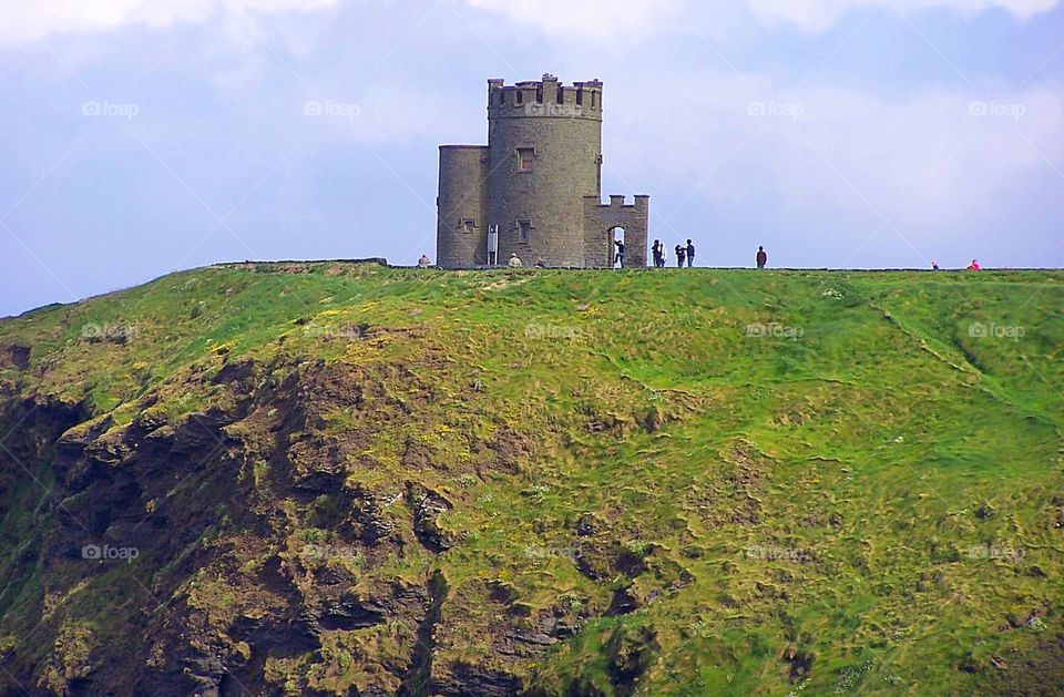 O'Brien's Tower marks the highest point of the Cliffs of Moher, a very popular tourist destination in County Clare, Ireland. It is located a short distance from the villages Doolin and Liscannor.