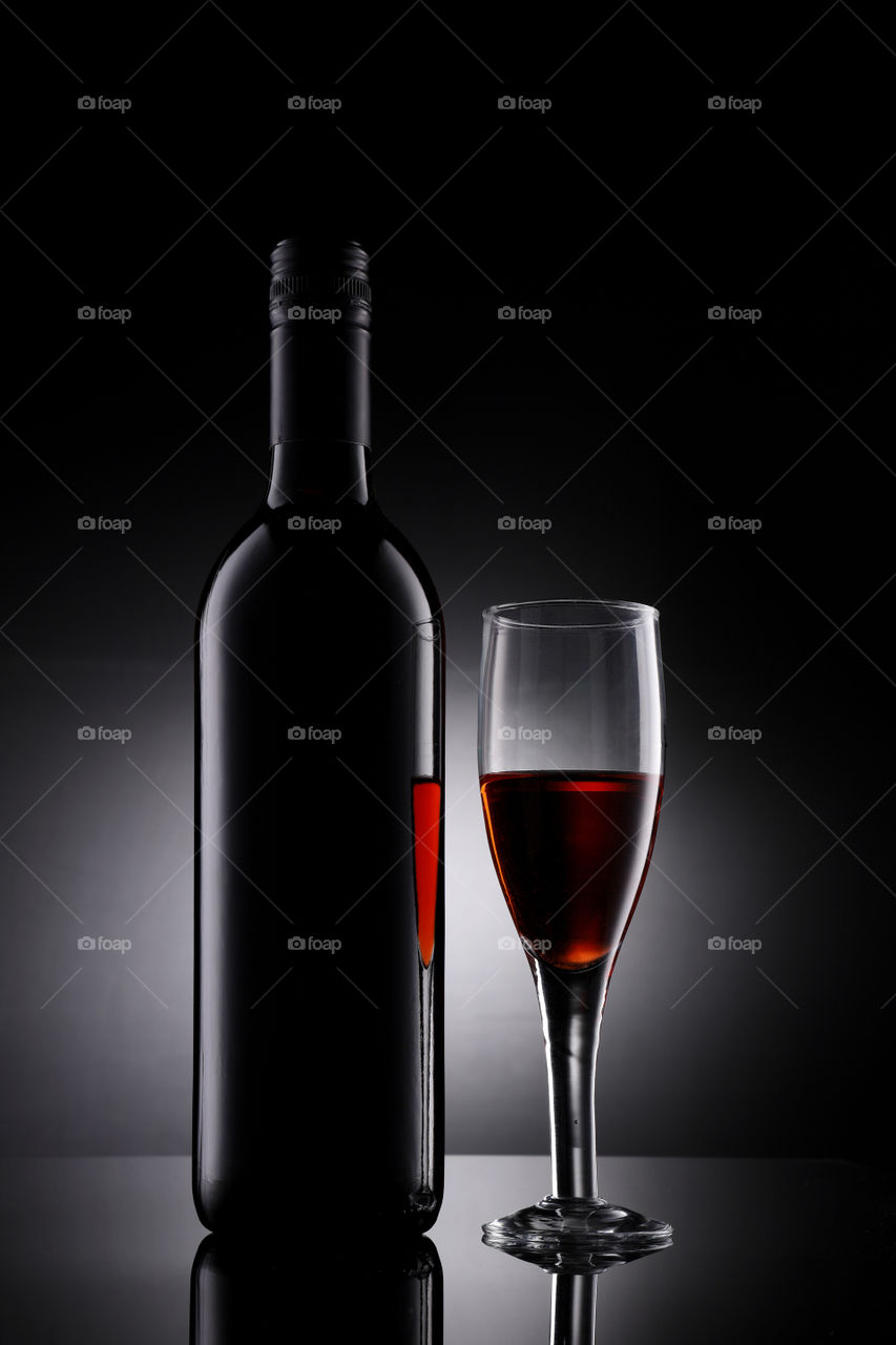 Red Wine bottle and glass