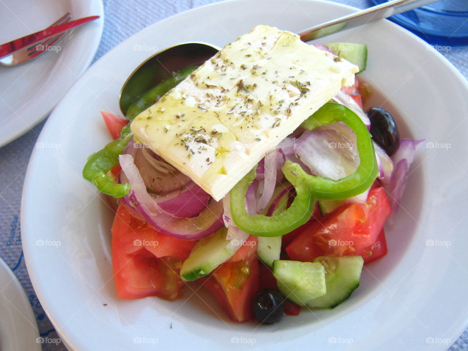 Greek salad on plate