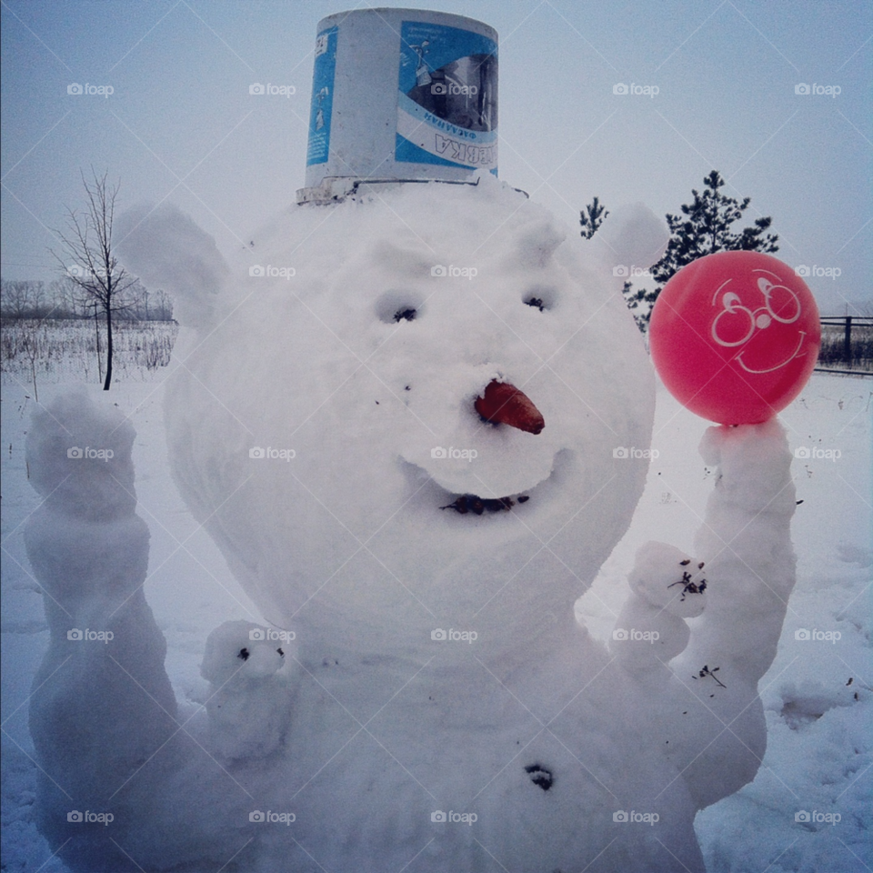 winter balloon snowman by vladi7