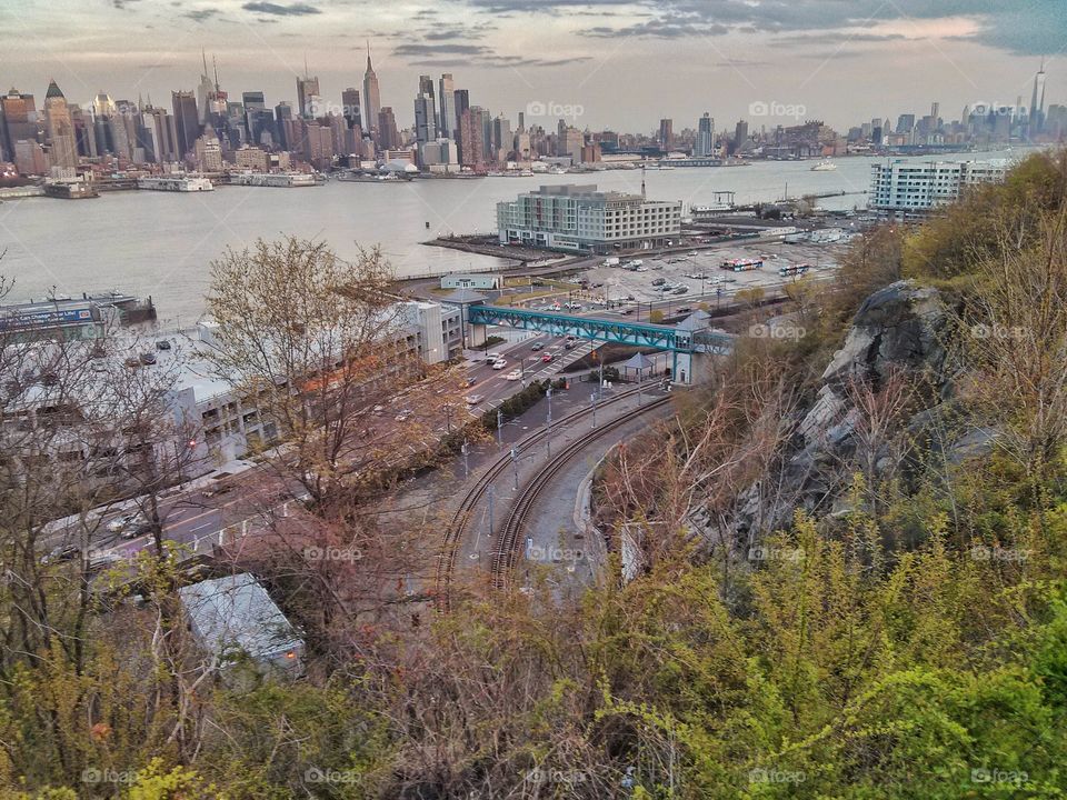 NYC Skyline from Palisades Cliffs. NYC and Hudson River from Weehawken, NJ