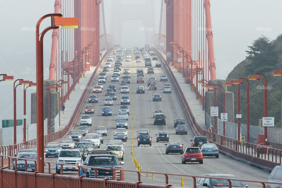 Golden Gate Bridge traffic on weekday 