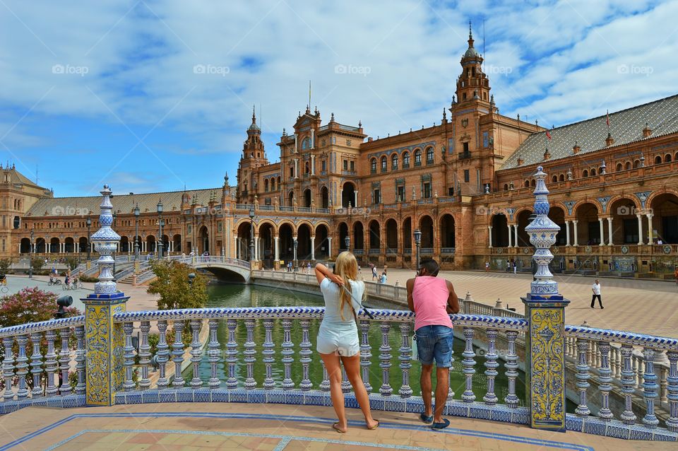 View of Plaza de España in Sevilla, España.