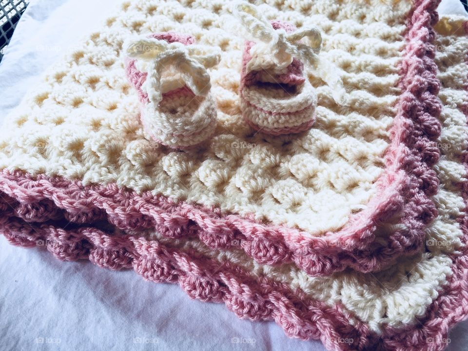Baby blanket and booties