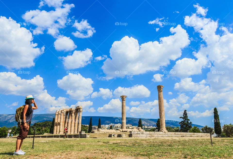 Ancient city of Athens. Ancient city of Athens, temple of Olympian Zeus, Greece