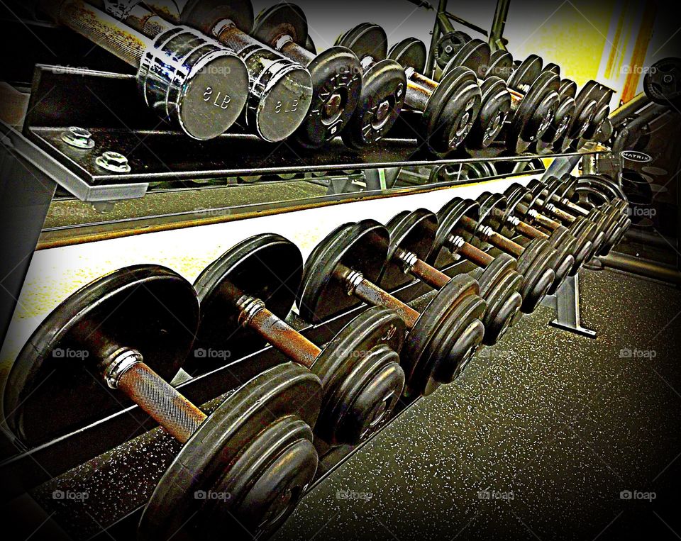 Weights at the gym. Weights at the gym