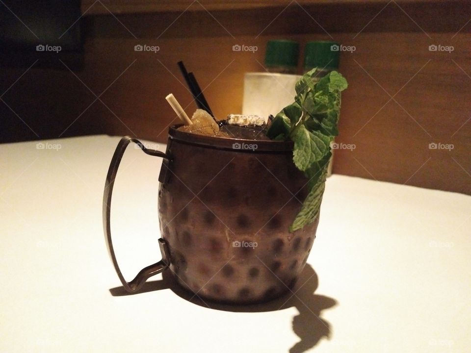 The Mule served in a dimple copper mug from Bonefish Grill