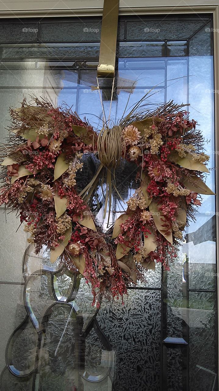 Door with a heart. Washing windows