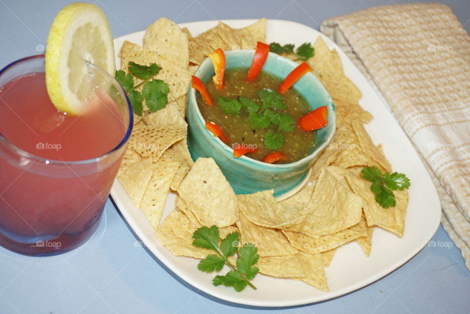 Tortilla Chips with hot Salsas