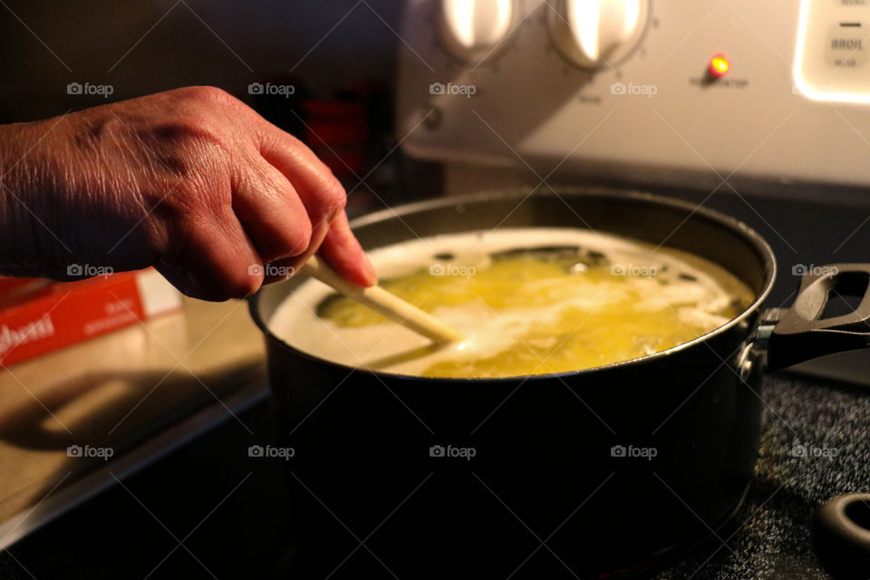 Grandma cooking dinner