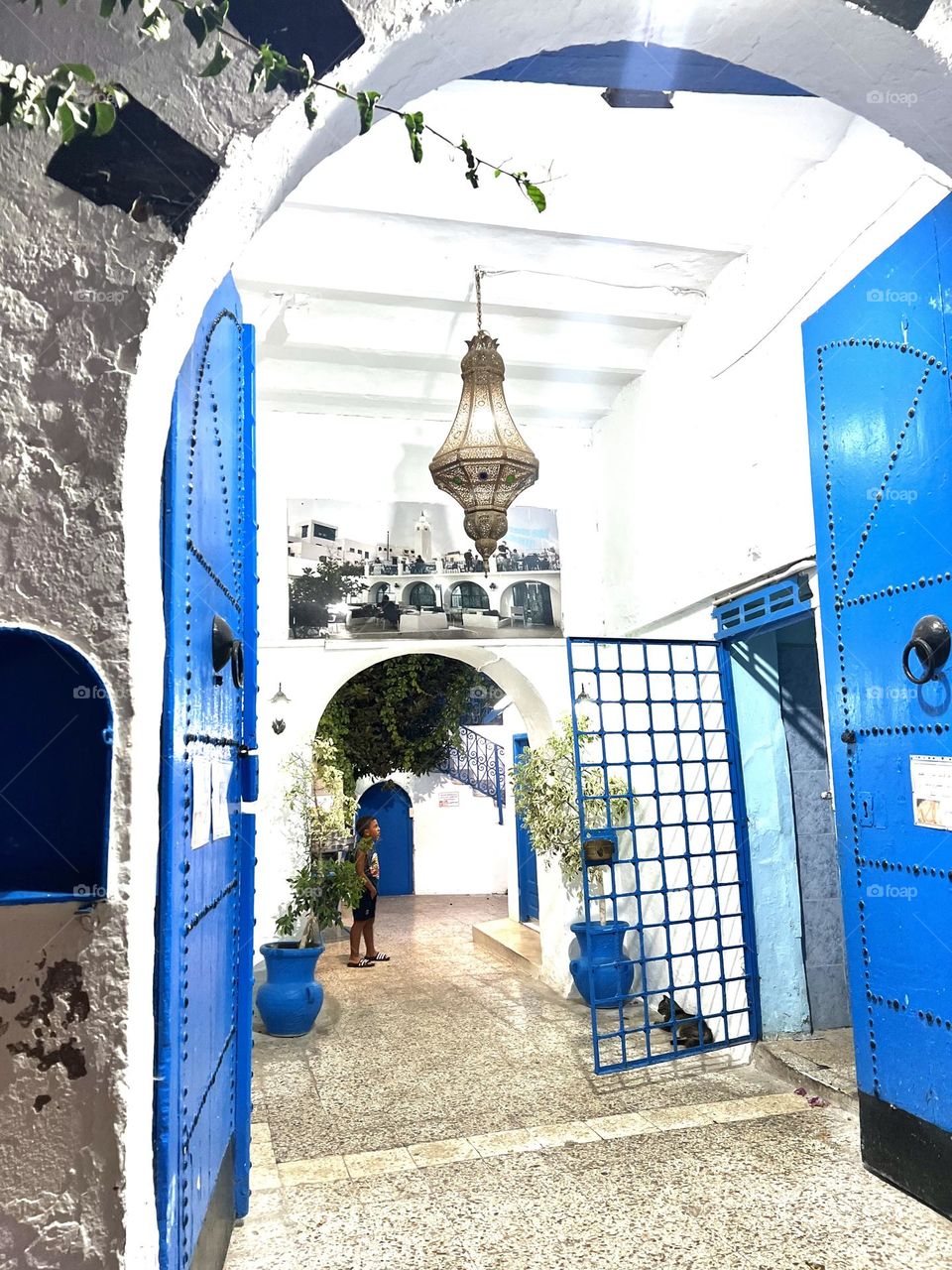 Blue and white building