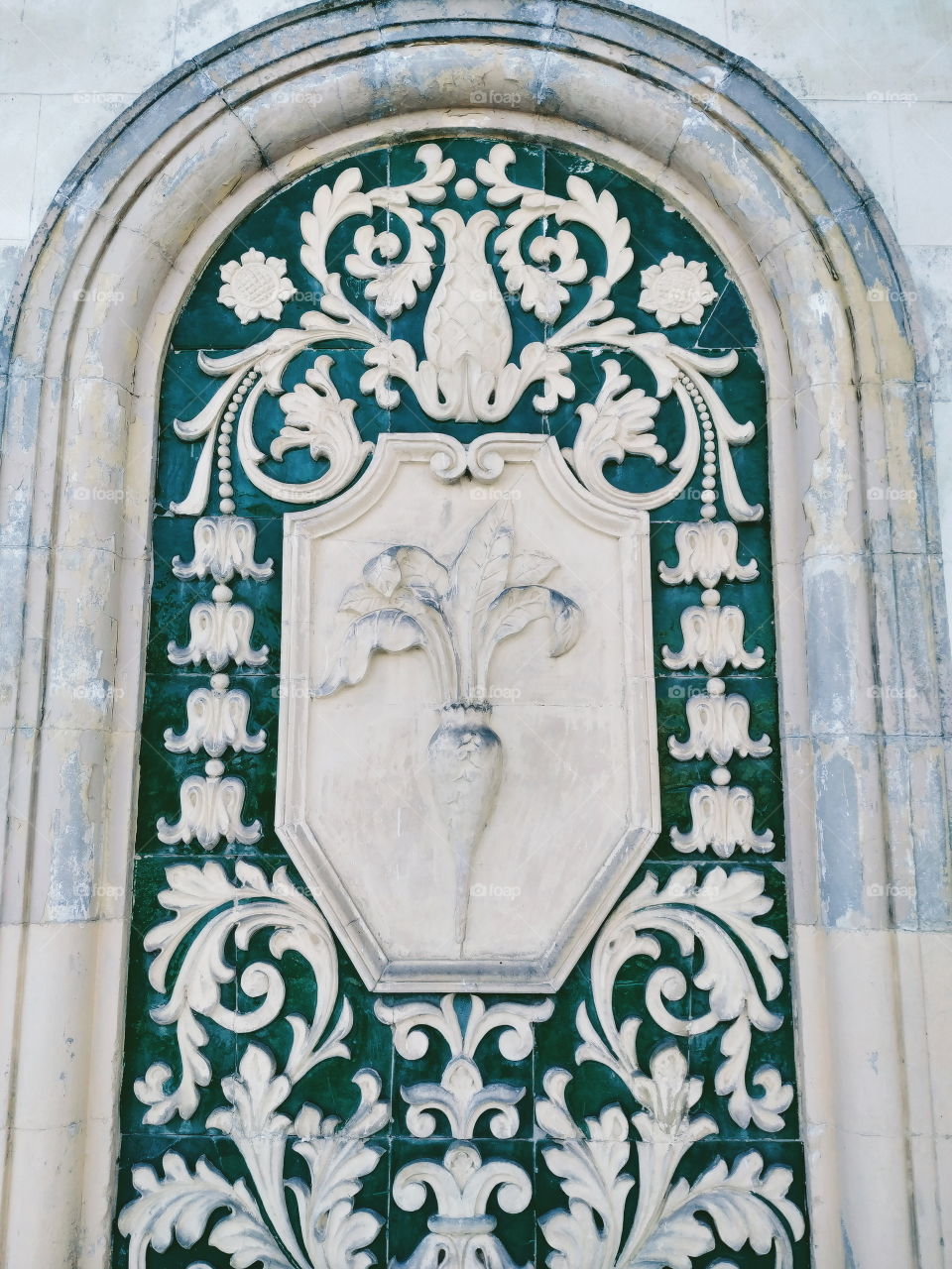 facade with a building pattern in the city of Kiev, Ukraine