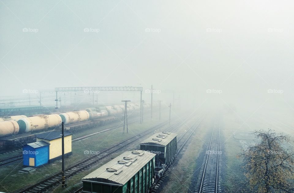 Morning fog on the industrial zone