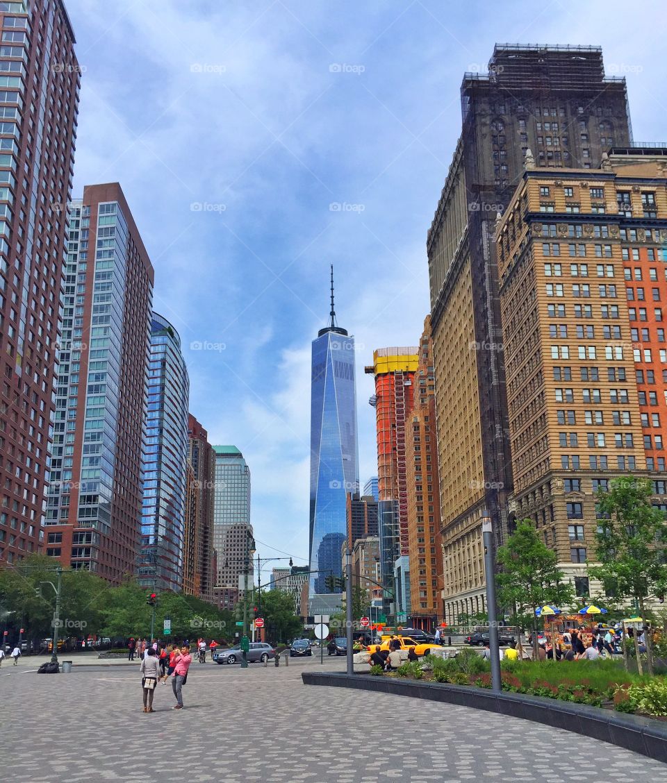 New york skyline against sky