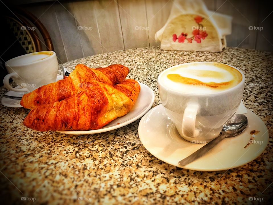 Coffee with croissants 